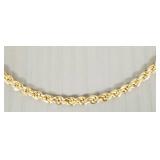14K gold rope chain necklace- 15.6g; 20"L