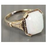 14K gold ring s/w Australian opal- 10 x 8mm