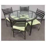 Pottery Barn metal w/ glass dining table & chairs-