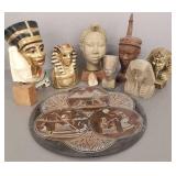Gp Egyptian, etc motif items incl carved wood,