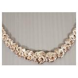 Sterling silver fancy link necklace: 17"L, 17g