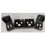 4 pr designer sterling silver hoop earrings w/