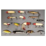 15 vintage fishing lures: 5" largest
