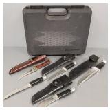 5 Buck knives incl Akonua, etc- 12" longest