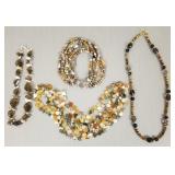4 stone bead necklaces incl tiger eye, quartz,