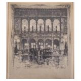 Pencil signed Kasimir small etching: street scene