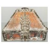 Antique Indian dowry box w/ ornate metal
