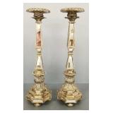 Lg mirrored metal candlesticks- 22 1/2"H