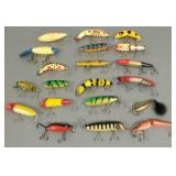 20 vintage fishing lures incl Heddon,