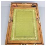 Antique walnut traveling writing desk w/ tooled