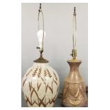 2 mid-century studio pottery lamps- 17 1/2"H