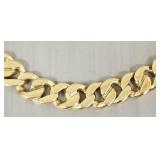 14K gold curb link bracelet- 17.4g; 8 1/4"L