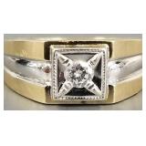 14K gold & diamond ring- 3.5mm diamond- 4.5g;