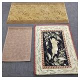 3 rugs/ mats incl hooked rabbit motif rug- 5