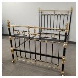 Antique ornate brass & iron bed w/rails- 6