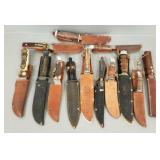13 asst. hunting, etc. knives w/ sheaths incl