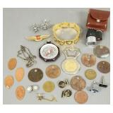 Gp incl trade tokes, boy scout compass, some