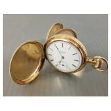 14K gold hunters case Elgin pocket watch- 54.2