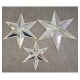 3 antique style beveled mirror glass star wall