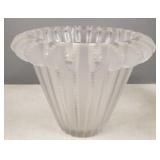 R Lalique Royat frosted crystal vase- 6"H