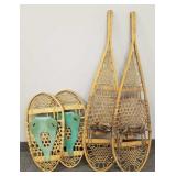 2 pr wooden snowshoes: 50"L vintage & 27"L