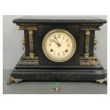 New Haven ornate pillar mantle clock 11"T 18"W