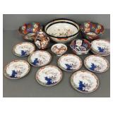 18 pcs Imari porcelain, some antique- 11" bowl