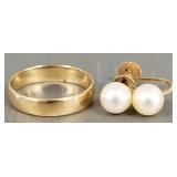 Gold jewelry incl 18k band & a 14k single