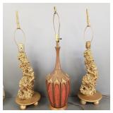 3 mid-century modern table lamps(small chip)- 35"H