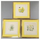 3 A B Mc Peake signed floral watercolors- 15 1/2"H