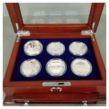 6- 90% silver WWI medallions in display case-