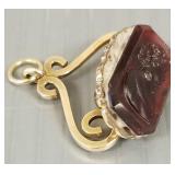 Tested 10K gold & cameo fob- 7.7g; 1" (cameo is