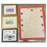 4 framed items incl large Royalty of England print