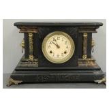New Haven ornate pillar mantle clock 11"T 18"W