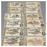 11 pcs Civil War Confederate currency incl