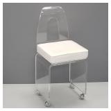 Lucite swivel chair with upholstered seat- 32"H