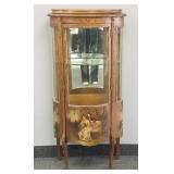 Antique curved glass curio with ormolu trim &
