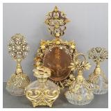 5 ormolu mounted perfume bottles- 9 1/2"H