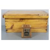 Pine immigrant trunk & PO box bank- 12"H 27 1/2"W