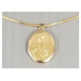 14K gold chain with pendant locket (14K shell