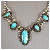 Southwest silver & turquoise squash blossom