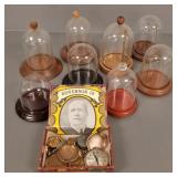 8 pocket watch domes & group watch parts, etc.