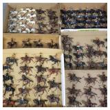 Collection miniature toy soldiers on horseback