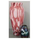 2 art glass vases: signed John Bingham & Maestri