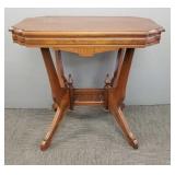 Antique Victorian walnut lamp table- 29"H 32"W