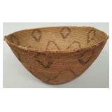 Old Yokut style woven basket- 6 1/4"H 12" D-