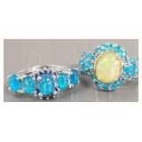 2 sterling silver rings s/w opal, apatite,