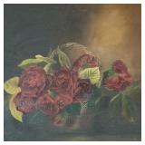 Antique floral still life oil painting on canvas