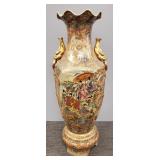 30" Chinese Satsuma style floor vase on stand