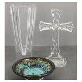 3 items: 2 crystal items Waterford cross